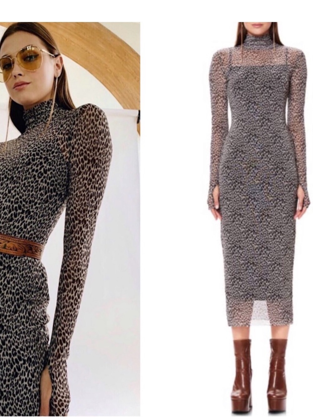AFRM Shailene Mesh Midi Dress in Vintage
Leopard Print | REVOLVE Sz XS
